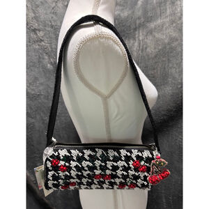 Viral Tik Toc Famous Made In India Cherry Houndtooth Beaded Handbag w/Cherry